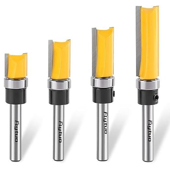 4PCS Flush Trim Router Bit Set with Carbide Bearings