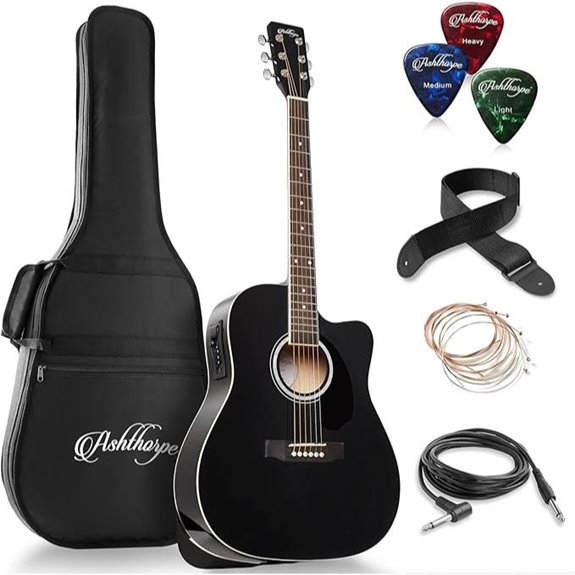 Ashthorpe Full-Size Dreadnought Acoustic-Electric Guitar Bundle