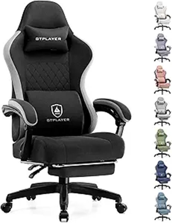 GTPLAYER Gaming Chair with Footrest and Lumbar Support