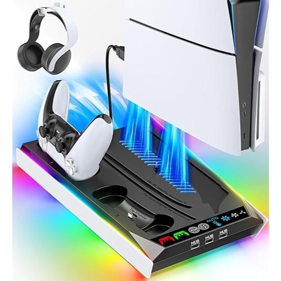 PS5/Slim/Pro Stand with Cooling Charging RGB Lights