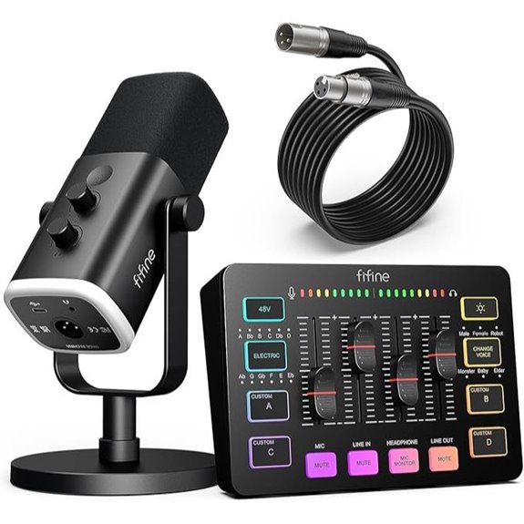 15 Best XLR Microphones for VR Streaming in 2026 4 FIFINE Gaming Microphone & Mixer Set with RGB Lighting