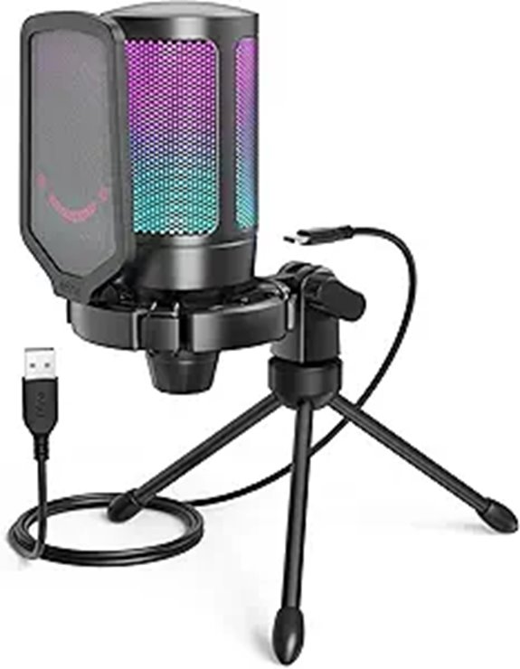FIFINE Gaming USB Microphone with RGB and Accessories