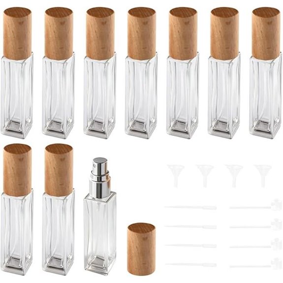 Refillable Glass Perfume Atomizer with Wooden Lid