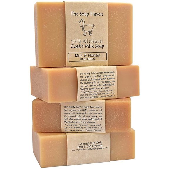 4 Goat Milk Soap Bars with Honey Handmade in USA