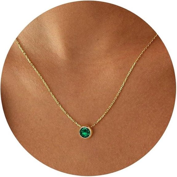 Turandoss 14K Gold Birthstone Necklace for Women