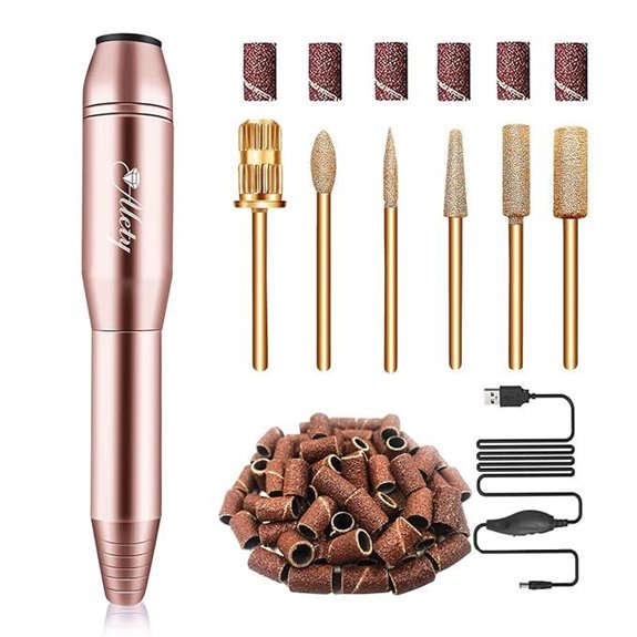 Electric Nail Drill Kit with Gold Drill Bits