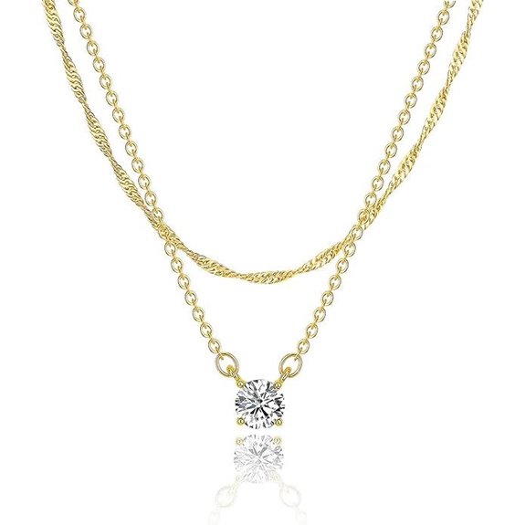 Tewiky Gold-Plated CZ Necklace for Women