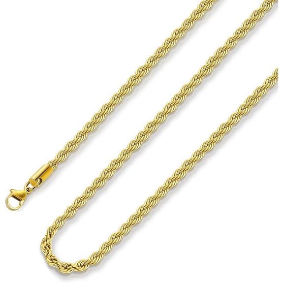 18k Gold Plated Stainless Steel Rope Chain Necklace