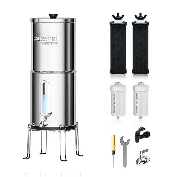 Purewell 1.5G Gravity Water Filter System with Stand