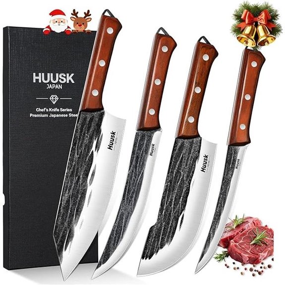 15 Best Meat Cutting Knives for 2026 Chefs and Home Cooks 11 Huusk 4-Piece Hand Forged Meat Carving Knife Set