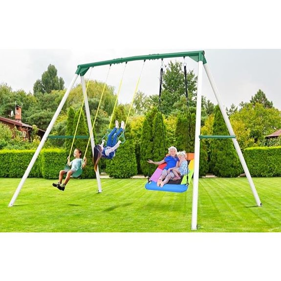 Hapfan Heavy Duty Swing Set with Saucer Swing' Heavy Duty Backyard Swing Set