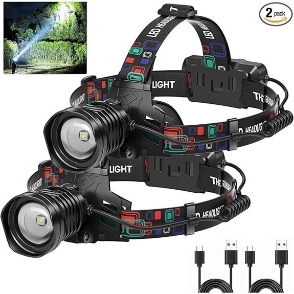 Azamine Rechargeable Headlamp 99000 Lumens 2-Pack