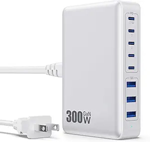 2 Best 300W USB-C Charging Stations for VR Gear in 2026 4 USB-C 300W GaN Fast Charging Hub with 8 Ports