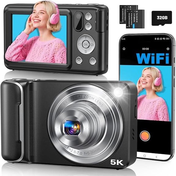5K Digital Camera with 64MP and 6X Zoom