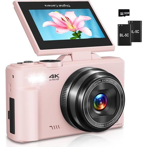 11 Best Cameras for Indie Filmmakers in 2026 12 4K Vlogging Camera with Flip Screen and 32GB Card