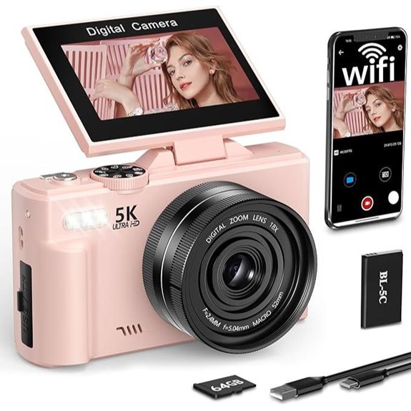 FLATIC 5K 75MP Vlogging Camera with WiFi & 64GB