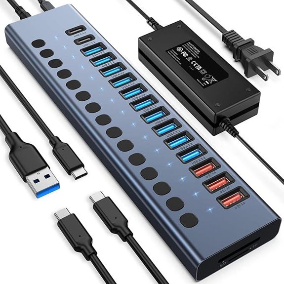 10Gbps 17-Port USB Hub with Fast Charging