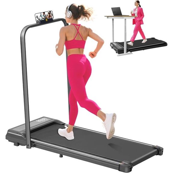 Compact Electric Treadmill with Handles for Home