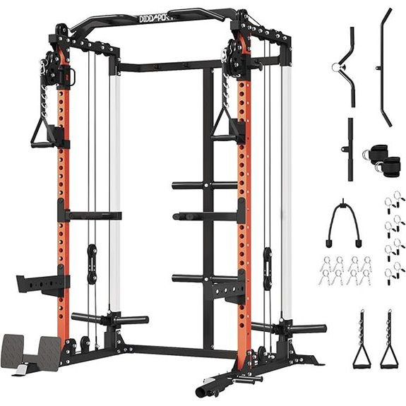 Power Cage with Dual Pulley System for Home Gym