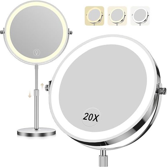 Lighted Makeup Mirror with Magnification and Brightness