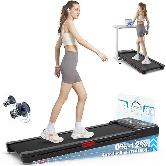 Walking Pad Treadmill with Incline and Bluetooth Speaker