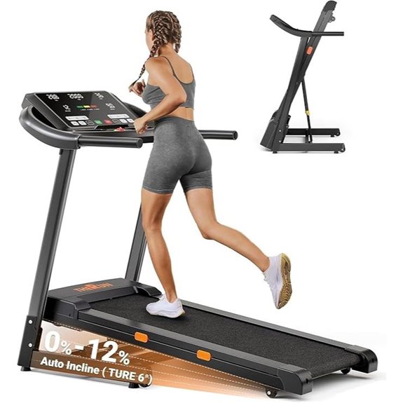 THERUN Incline Treadmill with Shock Absorption and LED Screen
