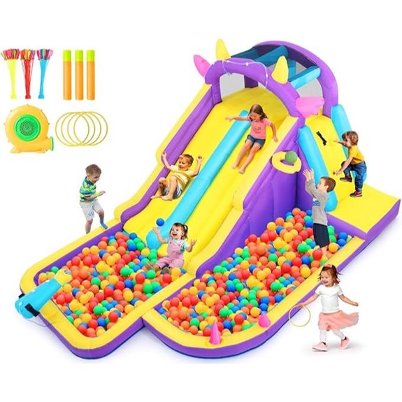 JOYLDIAS Inflatable Water Slide & Playhouse Set