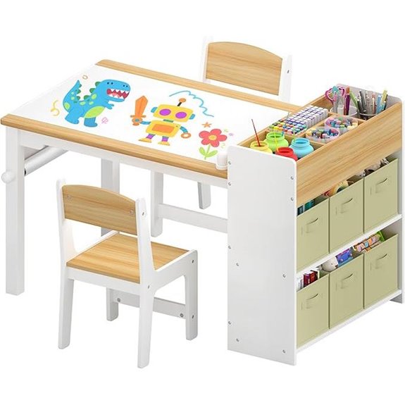 Kids Art Table and Chair Set with Storage