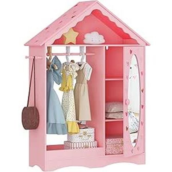 15 Best Dress-Up Wardrobes for Kids That Will Spark Imagination 9 UTEX Kids Dress Up Storage with Mirror