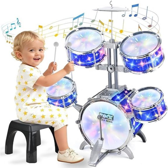 15 Best Drum Sets for Kids That Will Make Them Feel Like Rock Stars 3 Kids Drum Set with Lights and Musical Toys
