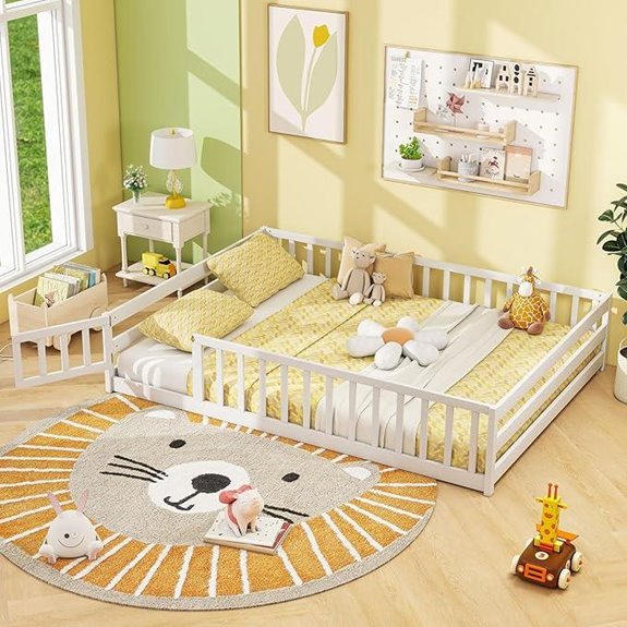 Giantex Full Floor Bed with Guardrails for Kids