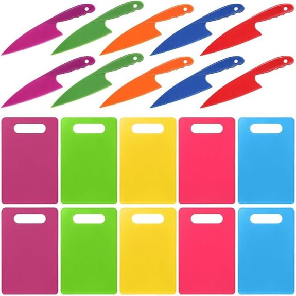 Yinkin Kids Plastic Knife Set with Cutting Boards