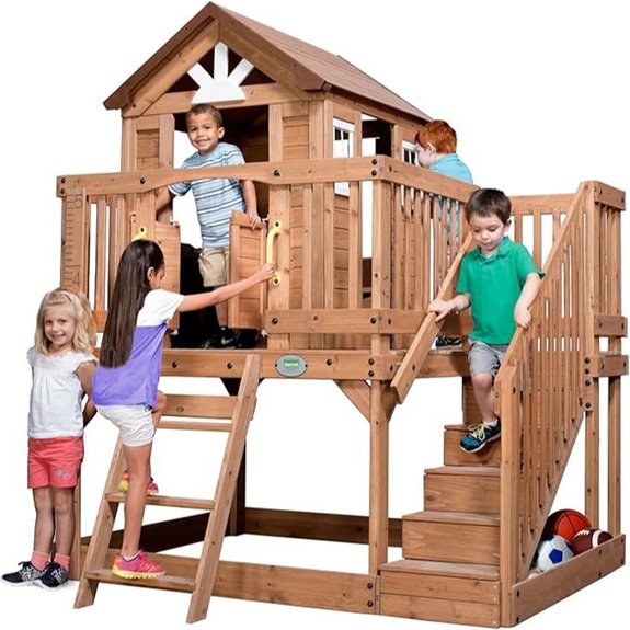 15 Best Outdoor Wooden Playhouses for Kids That Are Safe and Durable 17 Backyard Discovery Kids Wooden Playhouse with Accessories