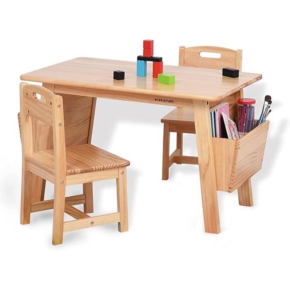 15 Best Kids’ Wooden Table Sets That Are Perfect for Play and Learning 6 Kids Solid Wood Table & 2 Chair Set with Storage