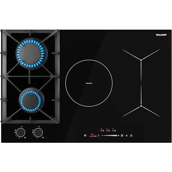 30-Inch Gas and Induction Cooktop with 5 Burners