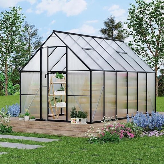 large aluminum greenhouse with vent