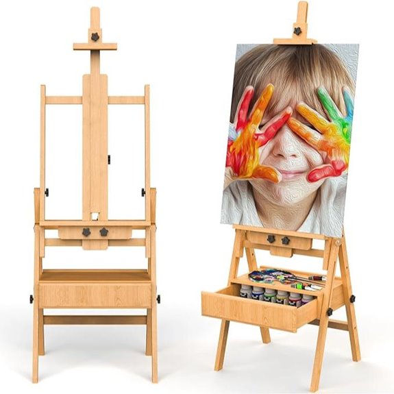 Large Foldable Wood Artist Easel with Storage Drawer