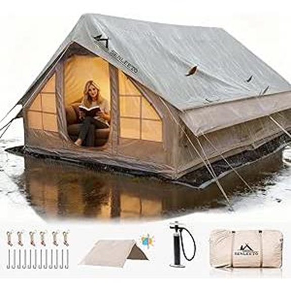 Inflatable Camping Tent for 6-10 People with Rainfly