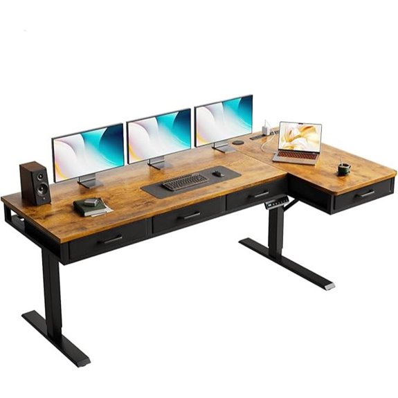 OffiGo 63-Inch L-Shaped Standing Desk with Drawers
