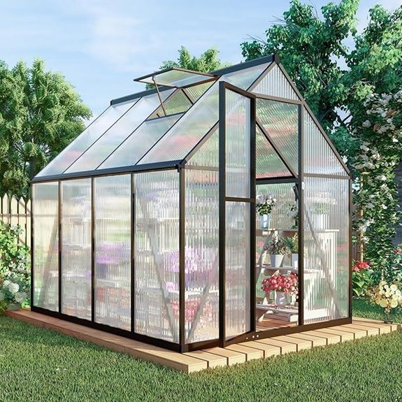 6x8 FT Outdoor Aluminum Walk-in Greenhouse