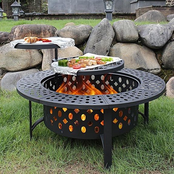 36-Inch Outdoor Fire Pit with Grills and Cover
