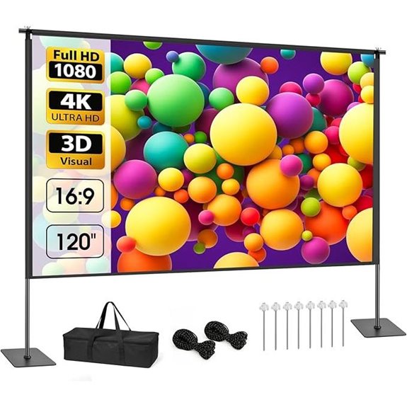 120-Inch Portable Outdoor Projector Screen with Stand