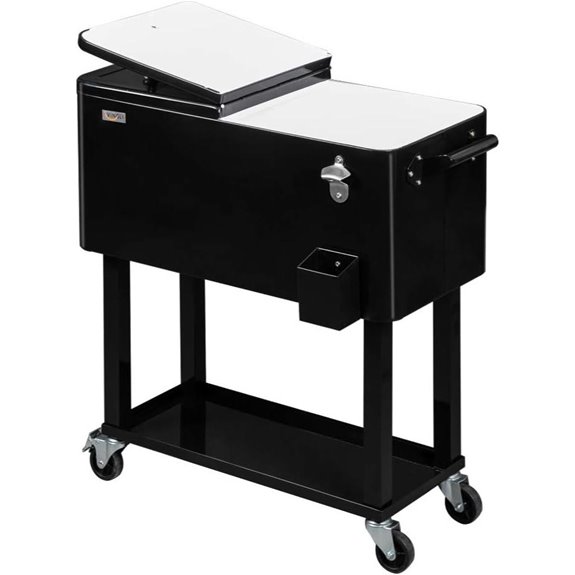 VINGLI 80 Quart Rolling Ice Chest with Bottle Opener