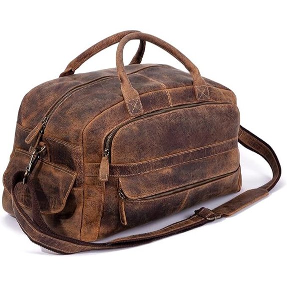KomalC Leather Travel Duffle Bag for Men & Women