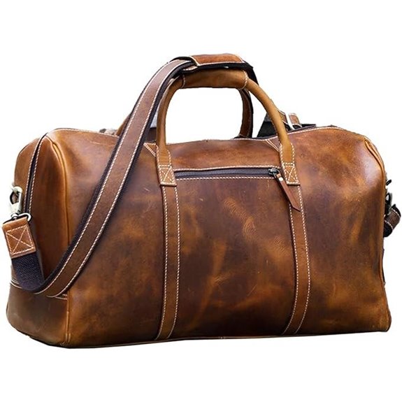 KomalC Leather Travel Duffel Bag for Men & Women