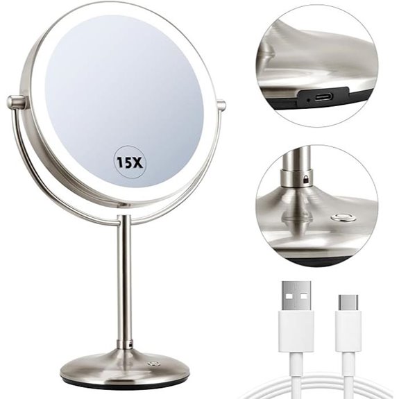 15X Lighted Magnifying Makeup Mirror with LED