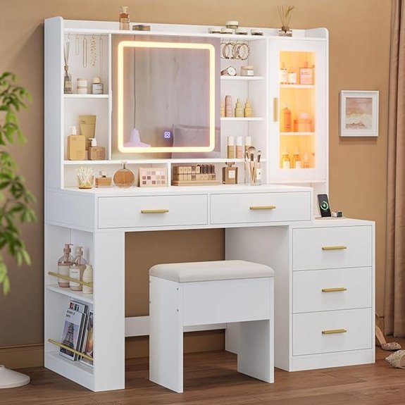 15 Best Lighted Vanity Tables That Will Elevate Your Beauty Routine 10 DICTAC Makeup Vanity Desk with LED Lighted Mirror