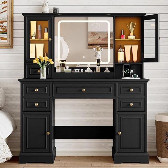 15 Best Lighted Vanity Tables That Will Elevate Your Beauty Routine 5 Vanity Desk with Lighted Mirror & Storage Drawers