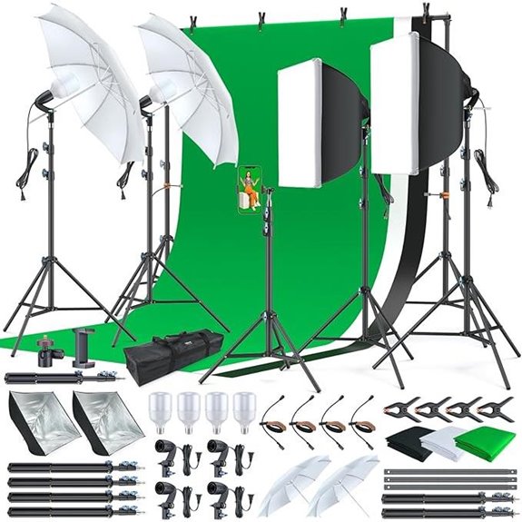 12 Best Green Screen Lighting Tips for 2026 Productions 9 LINCO Studio Light Kit with 3 Backdrops
