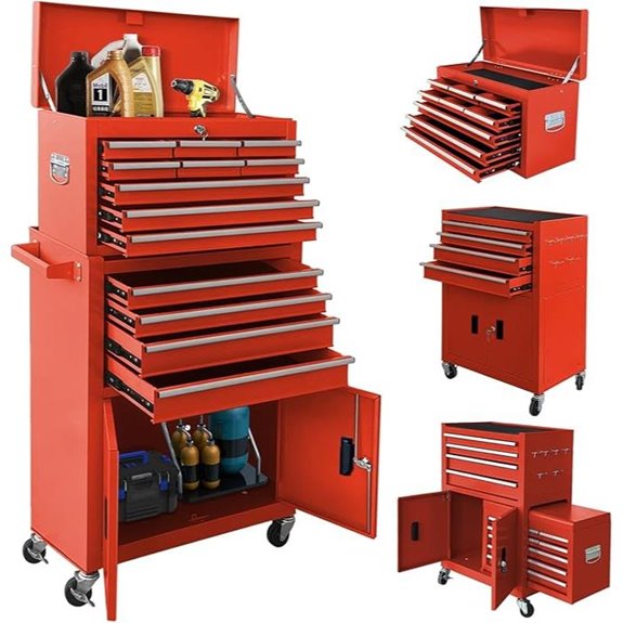 13-Drawer Rolling Tool Chest with Lockable Doors
